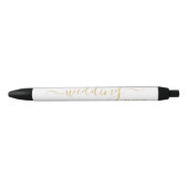 Modern Gold & White Simple Script Weddenschap Zwarte Inkt Pen (Voorkant)