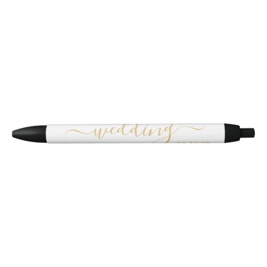 Modern Gold & White Simple Script Weddenschap Zwarte Inkt Pen (Voorkant)