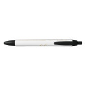 Modern Gold & White Simple Script Weddenschap Zwarte Inkt Pen (Achterkant)
