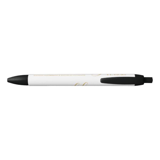 Modern Gold & White Simple Script Weddenschap Zwarte Inkt Pen (Achterkant)