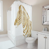 Modern Gold White Zebra Animal Safari Design Douchegordijn (In situ)