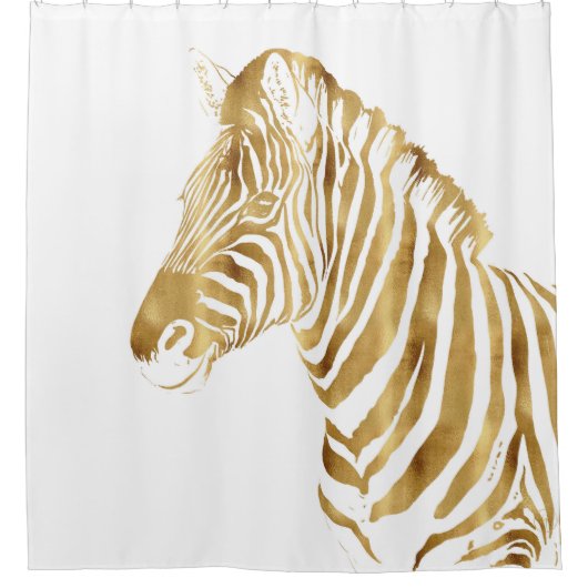 Modern Gold White Zebra Animal Safari Design Douchegordijn (Voorkant)