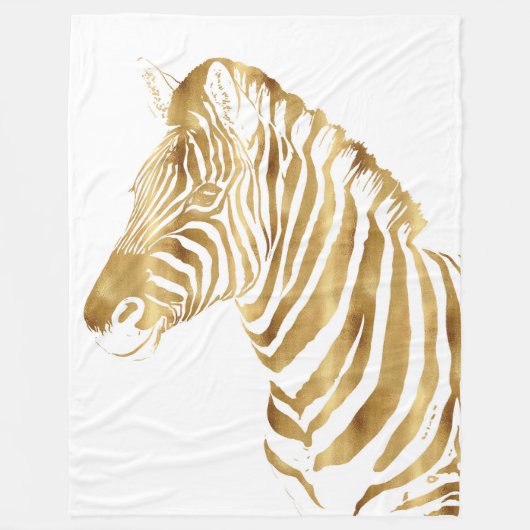 Modern Gold White Zebra Animal Safari Design Fleece Deken (Voorkant)