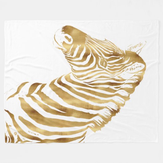 Modern Gold White Zebra Animal Safari Design Fleece Deken (Voorkant (Horizontaal))