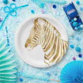 Modern Gold White Zebra Animal Safari Design Papieren Bordje (Feest)