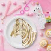 Modern Gold White Zebra Animal Safari Design Papieren Bordje (Feest)
