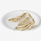 Modern Gold White Zebra Animal Safari Design Papieren Bordje (Gekanteld)