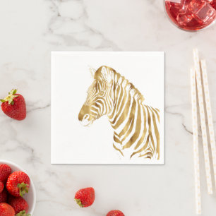 Modern Gold White Zebra Animal Safari Design Servet