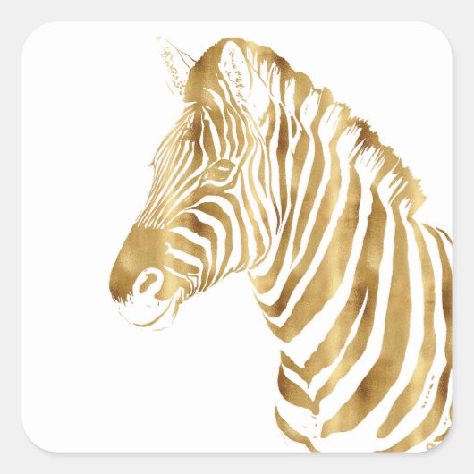Modern Gold White Zebra Animal Safari Design Vierkante Sticker (Voorkant)
