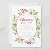 Modern Gold Winter Greenery kerstfeest Kaart (Voorkant)