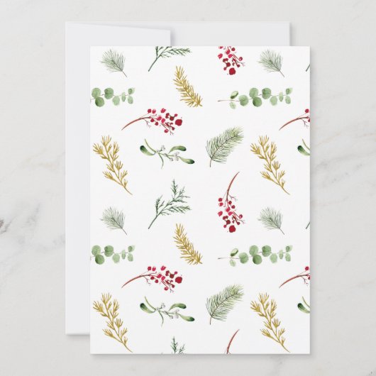 Modern Gold Winter Greenery kerstfeest Kaart (Achterkant)