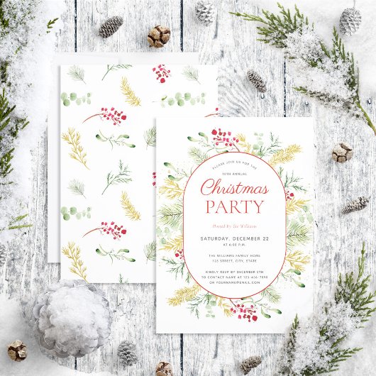 Modern Gold Winter Greenery kerstfeest Kaart