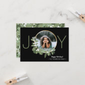 Modern Gold Wreath | Joy | Kerstfoto Kaart (Voorkant / Achterkant in situ)