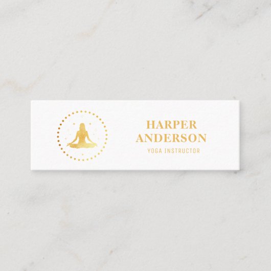 Modern Gold Yoga Instructor Professional Logo Mini Visitekaartje (Voorkant)