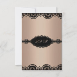 MODERN GOLDBLACK LACE ENGAGEMENT PARTY RSVP KAART