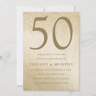 Modern Golden 50th Wedding Jubileum Kaart