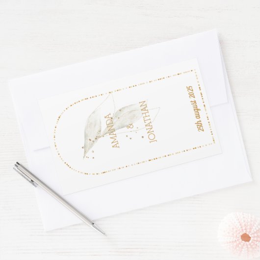 Modern Golden Arch Wedding Envelope Seal Rechthoekige Sticker (Envelop)