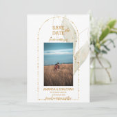 Modern Golden Arch Wedding Save the Date Kaart (Staand voorkant)