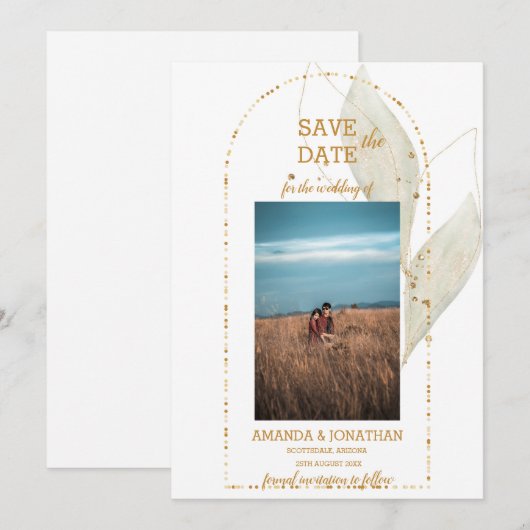 Modern Golden Arch Wedding Save the Date Kaart (Voorkant / Achterkant)