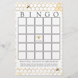 Modern Golden Bee Baby Bingo Game Kaart