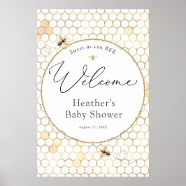 Modern Golden Bee Baby shower Welcome Poster
