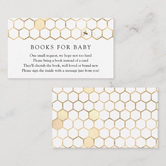 Modern Golden Bee Books for Baby Request Informatiekaartje (Voorkant / Achterkant)