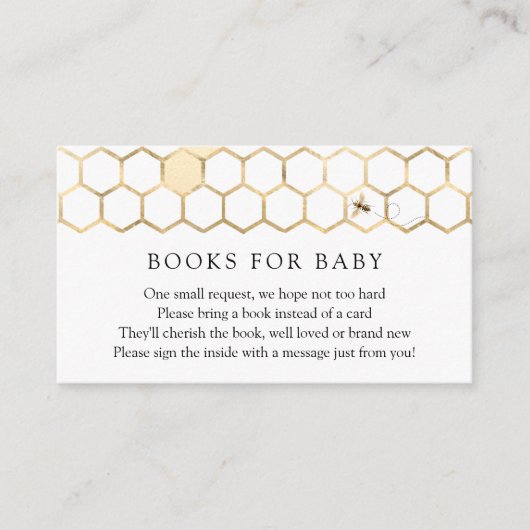 Modern Golden Bee Books for Baby Request Informatiekaartje (Voorkant)