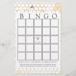 Modern Golden Bee Bridal Bingo Kaart