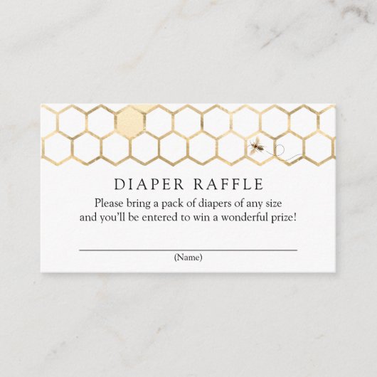 Modern Golden Bee Diaper Raffle-kaart Informatiekaartje (Voorkant)