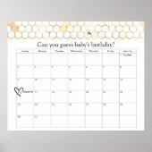Modern Golden Bee Shower - Vervaldatum denk Poster (Voorkant)