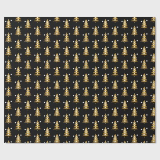 Modern Golden Black Christmas Tree  Cadeaupapier (Vlak)