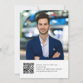 Modern Golden Black Graduation Party Foto QR code Kaart (Achterkant)