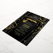 Modern Golden Black Graduation Party Gold Folie Uitnodiging (Gedraaid)