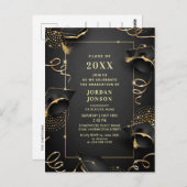 Modern Golden Black Graduation Party Invitation Briefkaart (Voorkant / Achterkant)