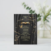Modern Golden Black Graduation Party Invitation Briefkaart (Staand voorkant)
