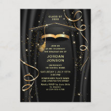 Modern Golden Black Graduation Party Invitation