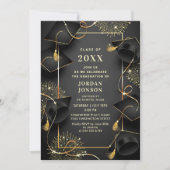 Modern Golden Black Graduation Party Kaart (Voorkant)