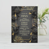 Modern Golden Black Graduation Party Kaart (Staand voorkant)