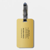Modern Golden Black Monogram Stylish Bagagelabel (Achterkant verticaal)