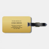 Modern Golden Black Monogram Stylish Bagagelabel (Achterkant horizontaal)