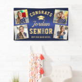Modern Golden Blue Afstuderen class van 2022 PHOTO Spandoek (Insitu)