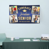 Modern Golden Blue Afstuderen class van 2022 PHOTO Spandoek (Beurs)