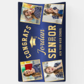 Modern Golden Blue Afstuderen class van 2022 PHOTO Spandoek (Verticaal)