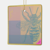 Modern Golden Blue Bee Keramisch Ornament (Links)