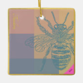 Modern Golden Blue Bee Keramisch Ornament (Voorkant)
