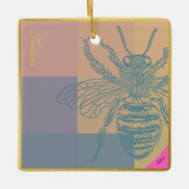 Modern Golden Blue Bee Keramisch Ornament