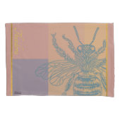 Modern Golden Blue Bee Kussensloop (Voorkant-Links)