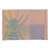 Modern Golden Blue Bee Kussensloop (Voorkant-Rechts)