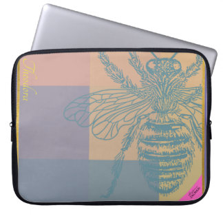 Modern Golden Blue Bee Laptop Sleeve