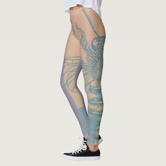 Modern Golden Blue Bee Leggings (Links)